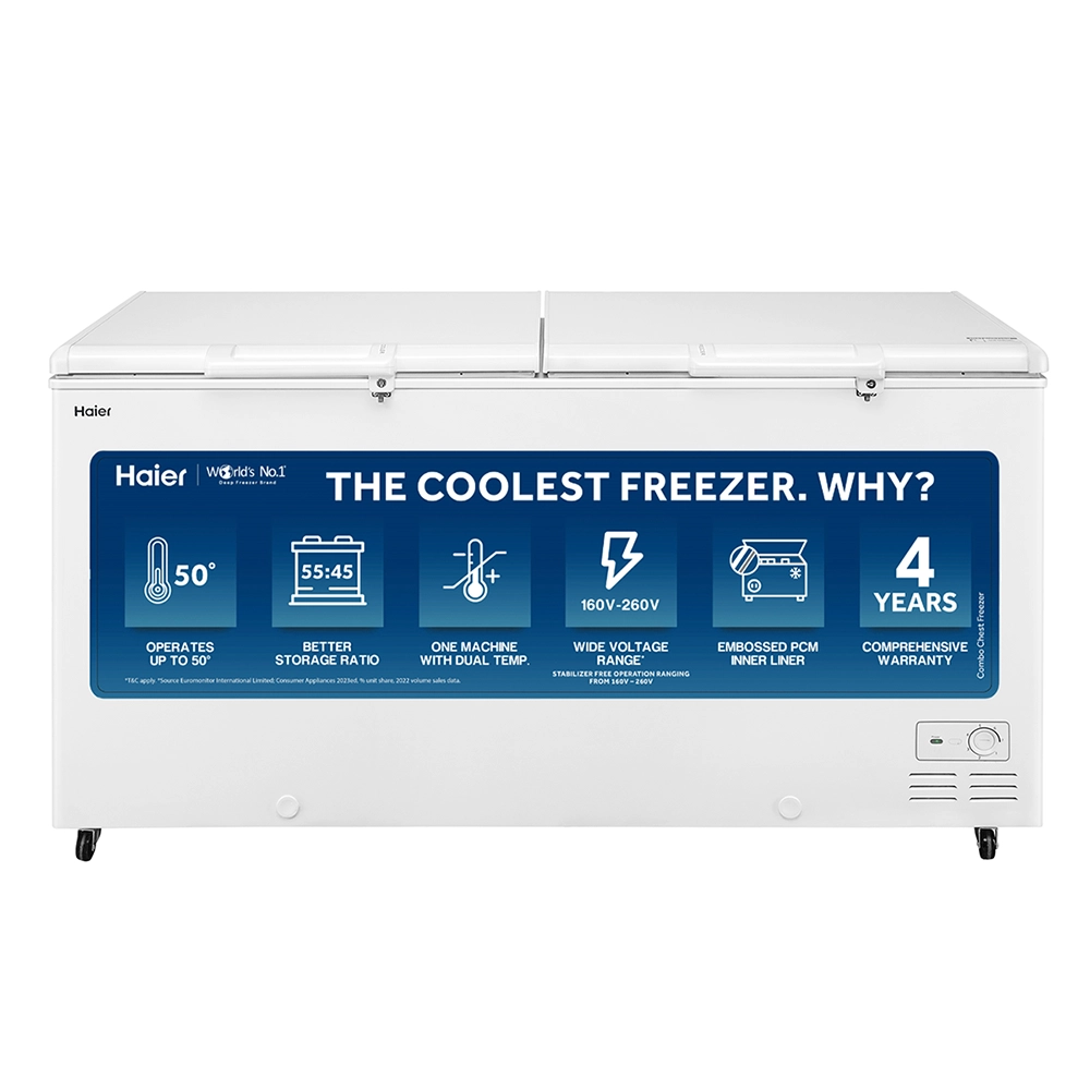 Haier 385 L Combo Chest Freezer with Two Separate Compartments 